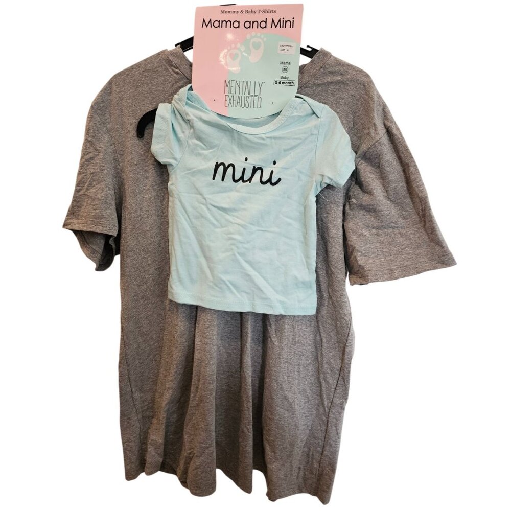 Mama & Mini Mentally Exhausted Mommy Baby T-Shirts Set Mama M Baby 3-6 Months